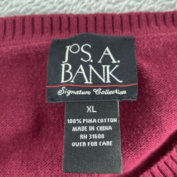 JoS. A. Bank Mens Signature Collection XL Pima Cotton Burgundy Sweater 1085 - Picture 2 of 8